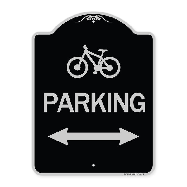 Bicycle Parking W/ Bidirectional Arrow Heavy-Gauge Aluminum Sign, 24" x 18", BS-1824-24314